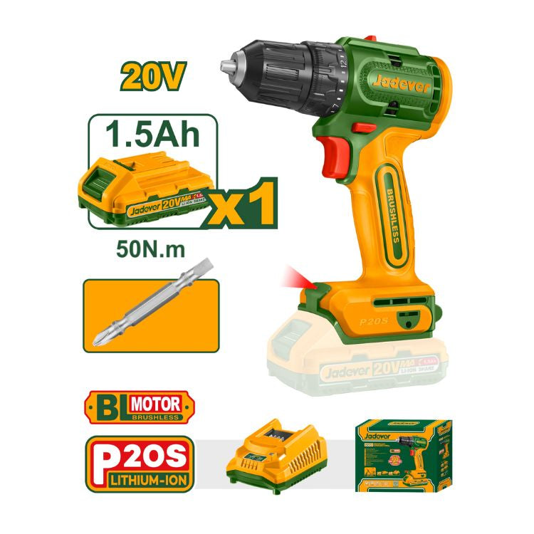 Perceuse sans fil brushless 20V 1 bat JDCDP5521