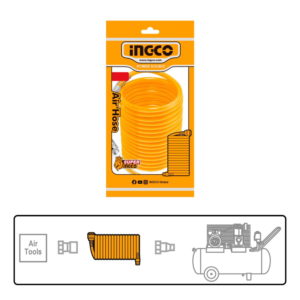 AH1101 - INGCO TUYAU A AIR 10M POUR COMPRESSEUR AU MAROC [AH1101] — compresseur INGCO — Maroc — — vue 2