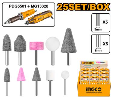 AKB1001 - INGCO JEU DE 10 MEULES SUR TIGE PDG4003 PDG5501 AU MAROC [AKB1001] — outil INGCO — Maroc —