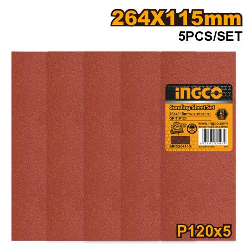 AKFS264115 - INGCO JEU FEUILLES ABRASIVES PONCAGE5PCS 264*115MMFS3502 AU MAROC [AKFS264115] — outil INGCO — Maroc —