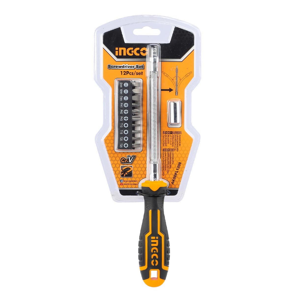 AKSDFL1208 - INGCO TOURNEVIS JEU DE 12 PIECES A MANCHE FLEXIBLE AU MAROC [AKSDFL1208] — tournevis INGCO — Maroc — — vue 2