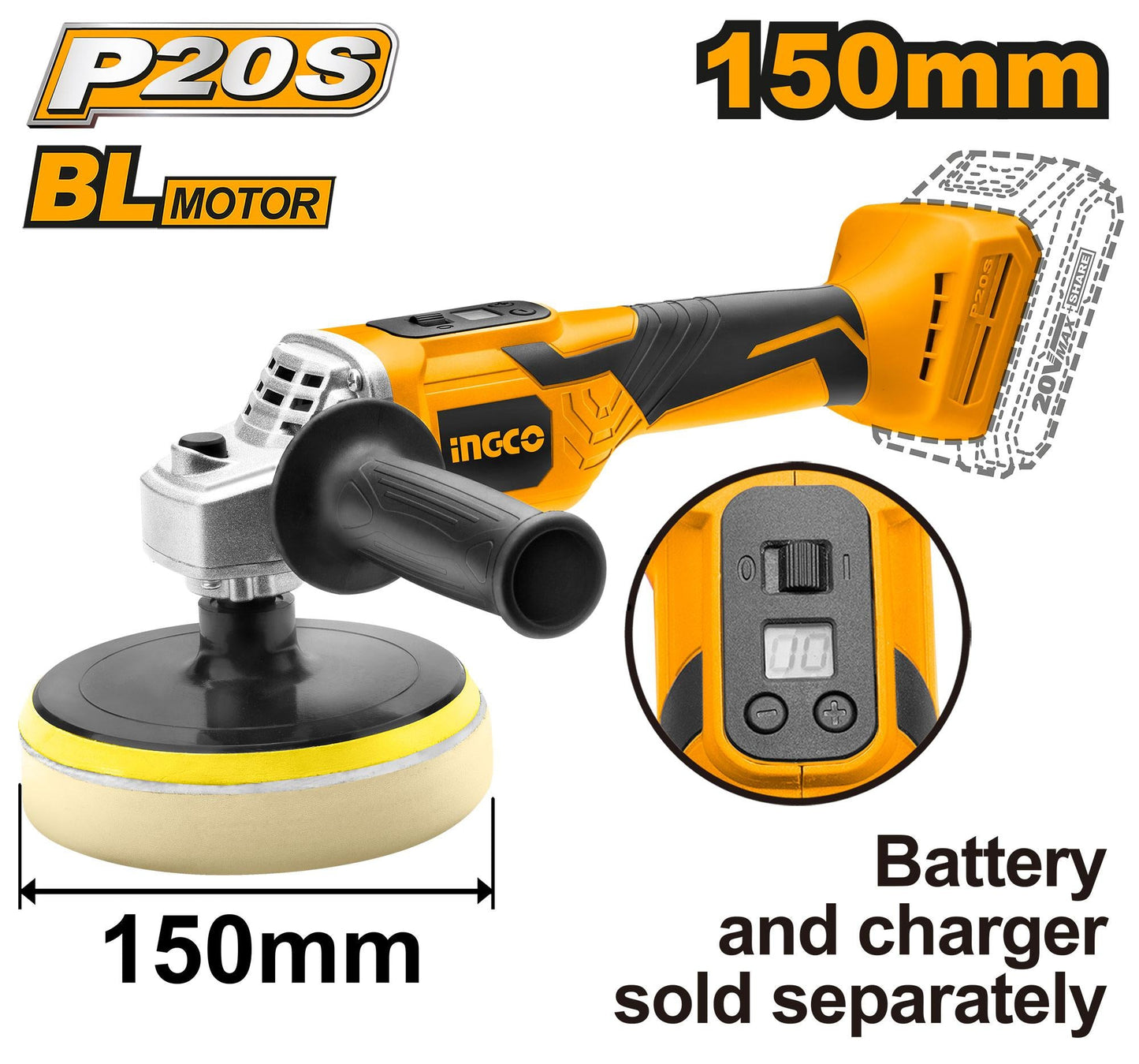 APLI2001 - INGCO POLISSEUSE LITHIUM-ION 20V AU MAROC [APLI2001] — ponceuse INGCO — Maroc —
