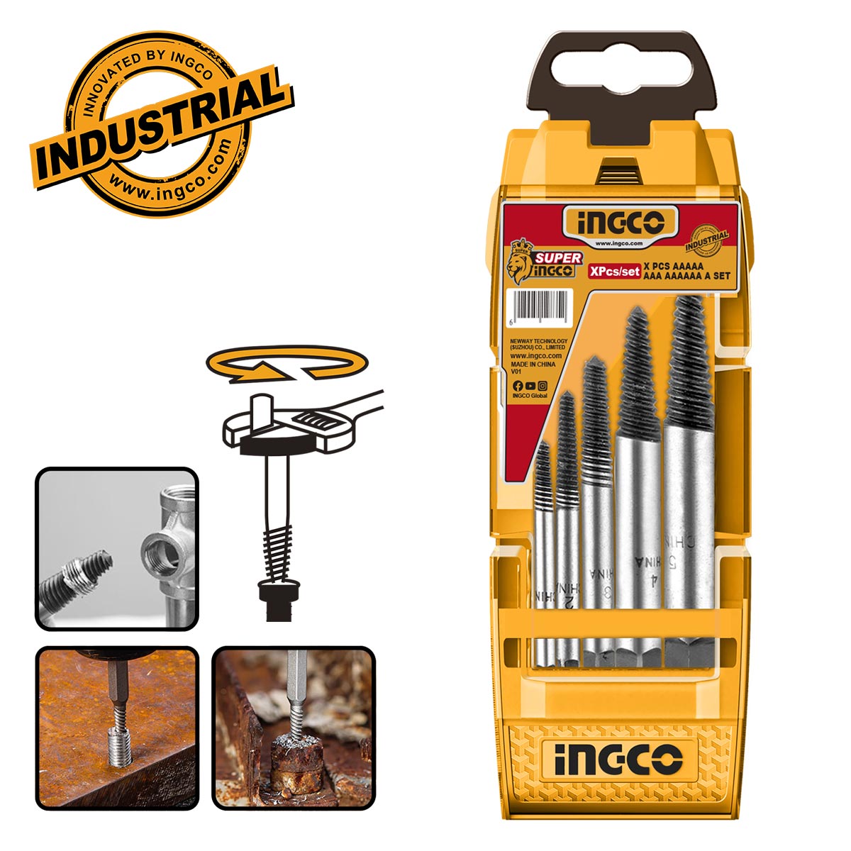 ASE008 - INGCO JEU 5 PCS EXTRACTEURS DE VIS AU MAROC [ASE008] — outil INGCO — Maroc — — vue principale