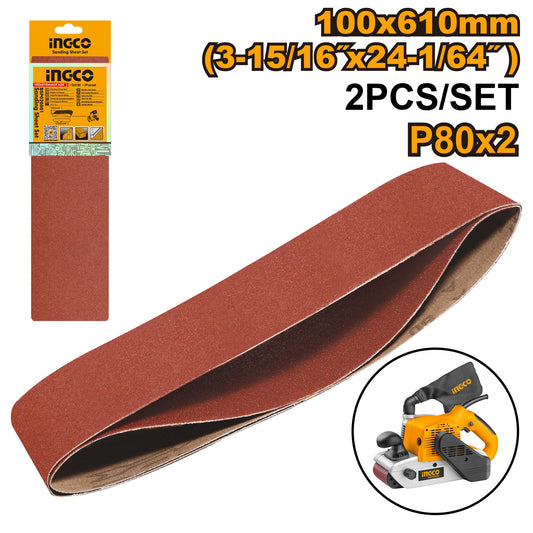 BSP020801 - INGCO JEU FEUILLES ABRASIVES POUR PONCAGE 2PCS 100*610MM AU MAROC [BSP020801] — outil INGCO — Maroc —
