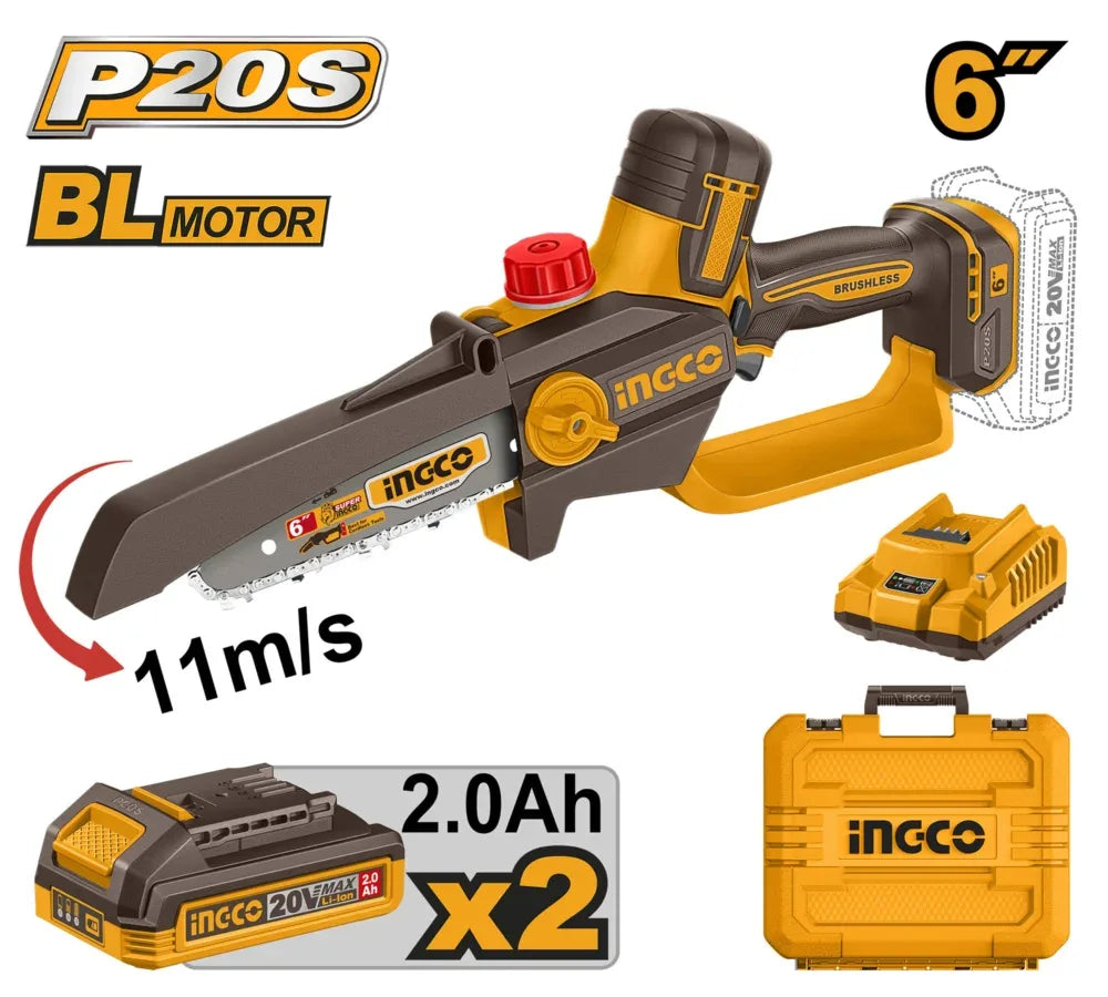 CGSLI20662 - INGCO SCIE ÉLAGUEUSE 6" 20V 2BAT+CHARG AU MAROC [CGSLI20662] — scie INGCO — Maroc —