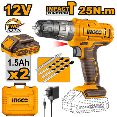 INGCO PERCEUSE VISSEUSE 12V 2 BATTERIES PLATES AU MAROC [CIDLI1228]