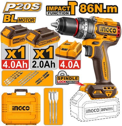 CIDLI20868 - INGCO PERCEUSE VISSEUSE 20V 86NM BRUSHLESS AU MAROC [CIDLI20868] — perceuse visseuse INGCO — Maroc —
