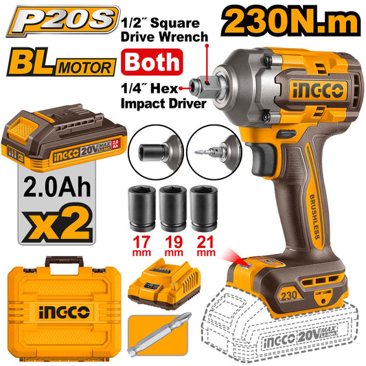 CIWLI20236 - INGCO BOULONNEUSE BRUSHLESS 1/2 20V 230N.M INGCO AU MAROC [CIWLI20236] — outil INGCO — Maroc —