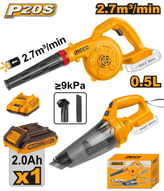 Kit aspirateur souffleur sans fil INGCO 20V — 690dh — outillagemaroc.com
