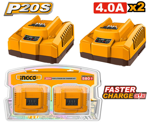COSLI250388 - INGCO PACK DE 2 CHARGEUR 4.0AH INGCO AU MAROC [COSLI250388] — batterie INGCO — Maroc —