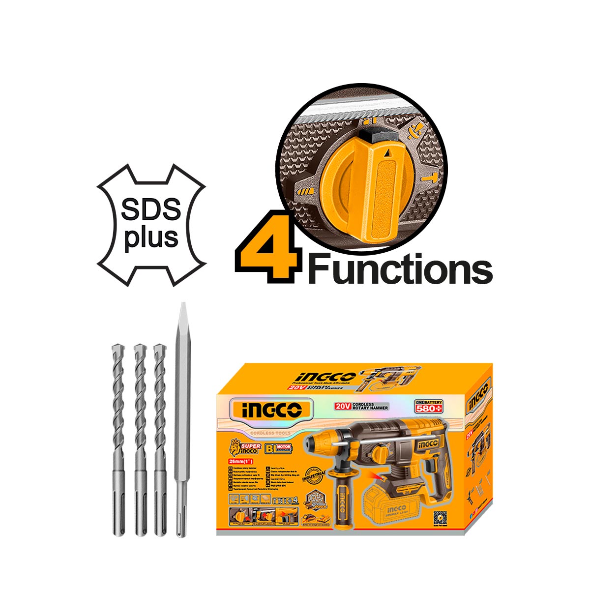 CRHLI20268 - INGCO PERFORATEUR BRUSHLESS26MM SANS BATT/CHARG INGCO AU MAROC [CRHLI20268] — perforateur INGCO — Maroc — — vue 2