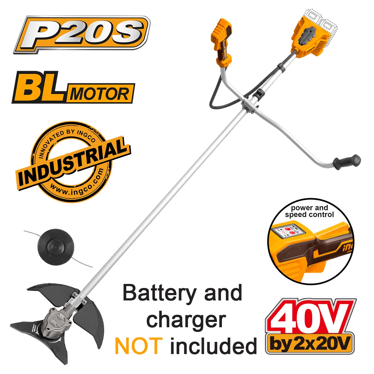 CSTLI20018 - P20S 20V/40V Tondeuse à gazon sans fil / Coupe-bordures à moteur sans balais CSTLI20018 — outil INGCO — Maroc — — vue principale