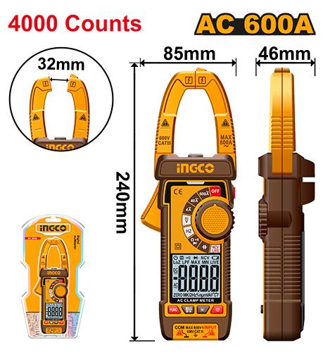 DCM66001 - INGCO PINCE AMPERMETRIQUE NUMERIQUE AC 600A AU MAROC [DCM66001] — outil INGCO — Maroc —