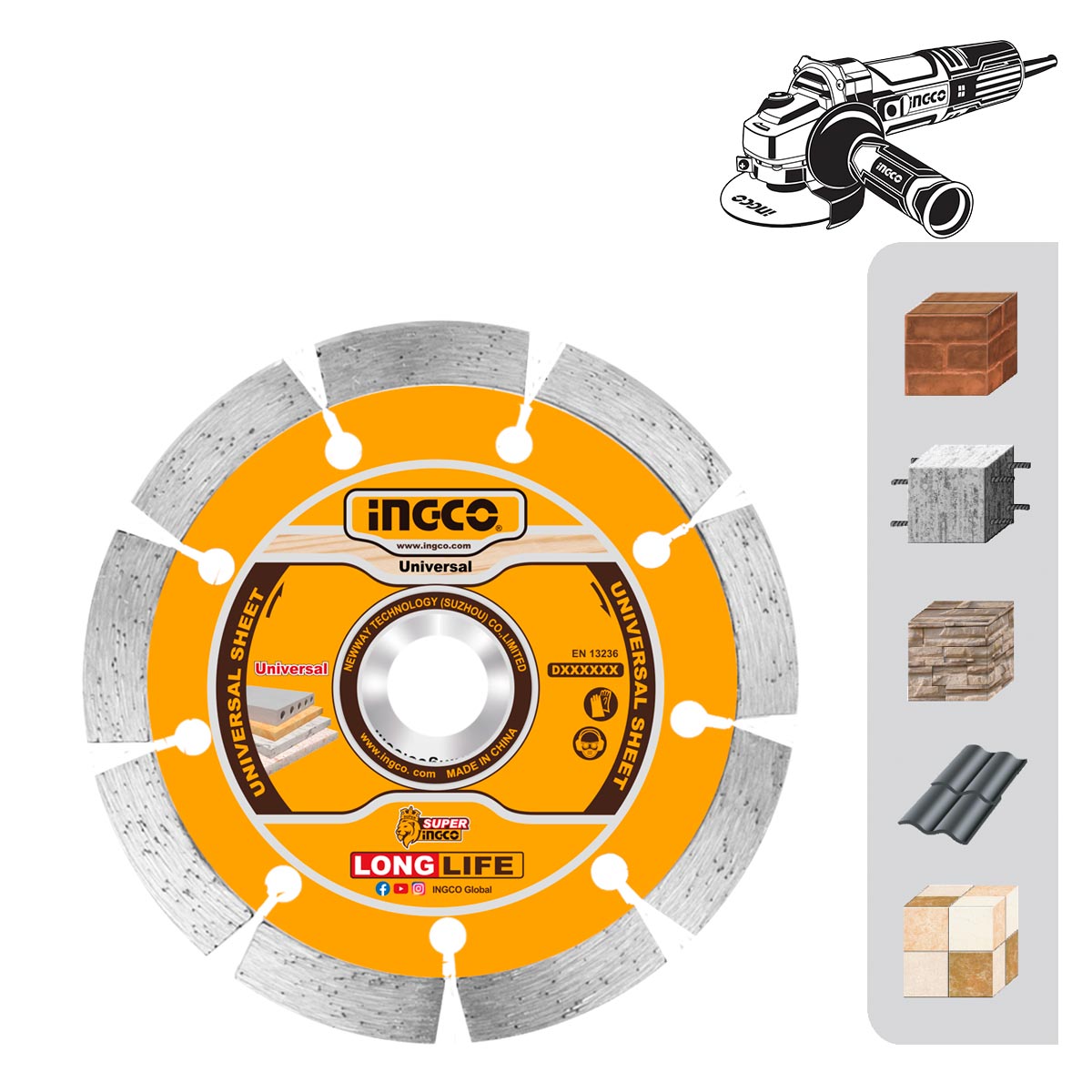DMD011152 - INGCO DISQUE DIAMANT 115MM A EAU ET A SEC AU MAROC [DMD011152] — disque accessoire INGCO — Maroc — — vue principale