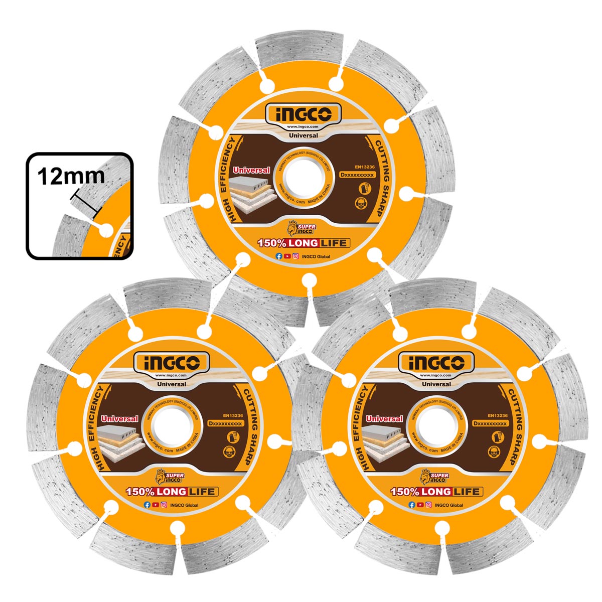 DMD012308 - INGCO JEU DE 3 DISQUE DIAMANT 230X22,2MM AU MAROC [DMD012308] — disque accessoire INGCO — Maroc — — vue 2