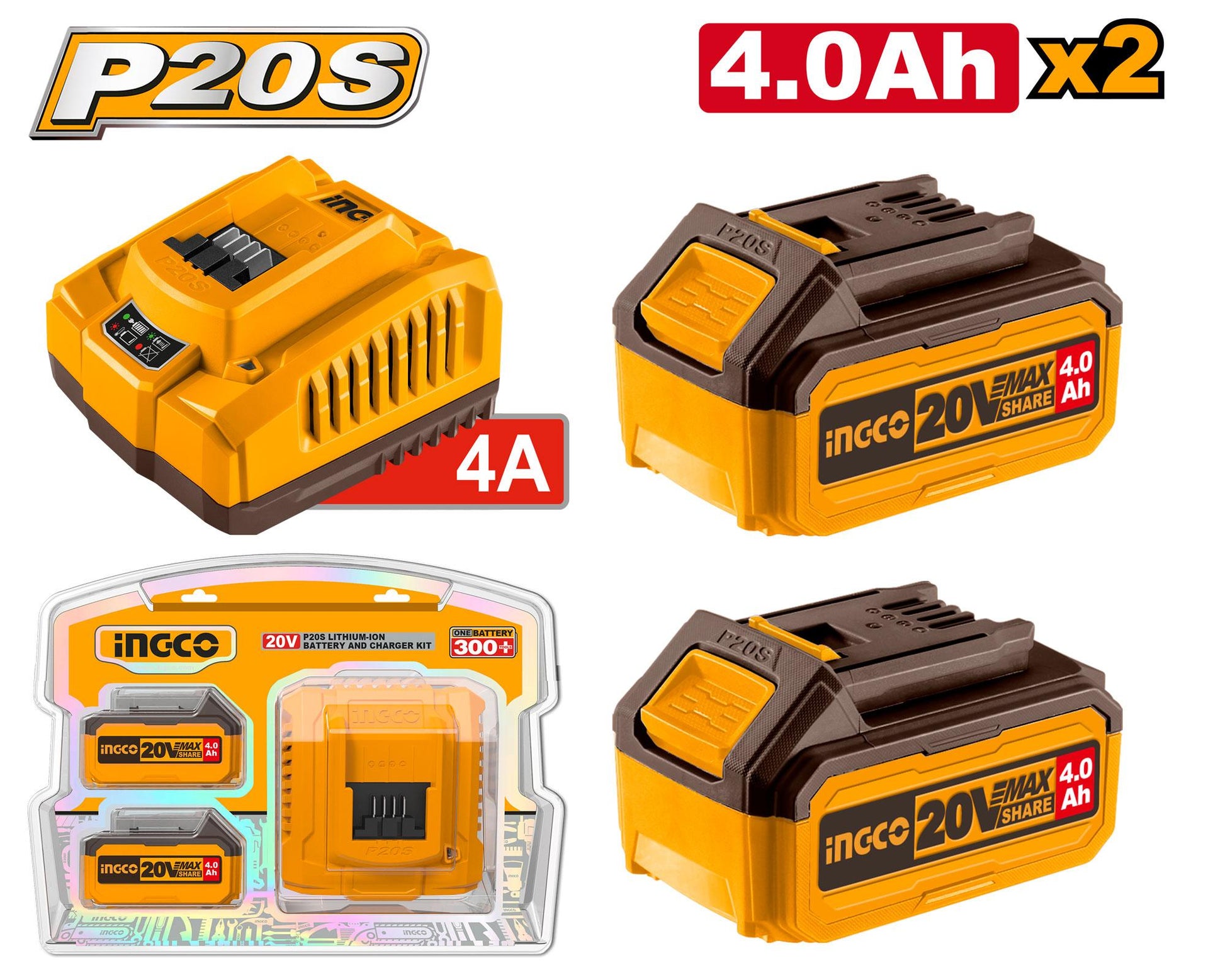 FBCPK1424 - INGCO PACK 2 BATTERIE + CHARGEUR 4Ah AU MAROC [FBCPK1424] — batterie INGCO — Maroc —