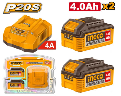 INGCO KIT BATTERIE LITHIUM-ION 4,0AH ET CHARGEUR AU MAROC [FBCPK2013]