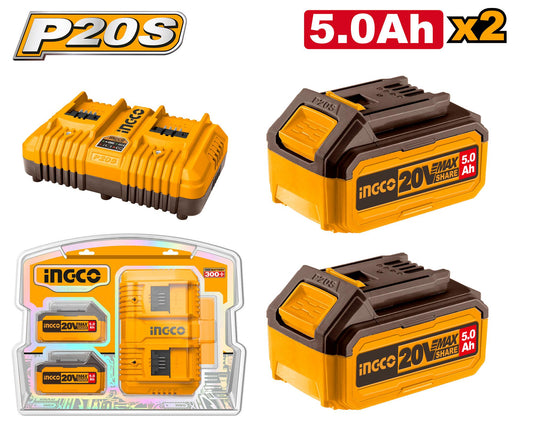 FBCPK2425 - INGCO PACK 2 BATTERIES 5Ah + CHARGEUR AU MAROC [FBCPK2425] — batterie INGCO — Maroc —