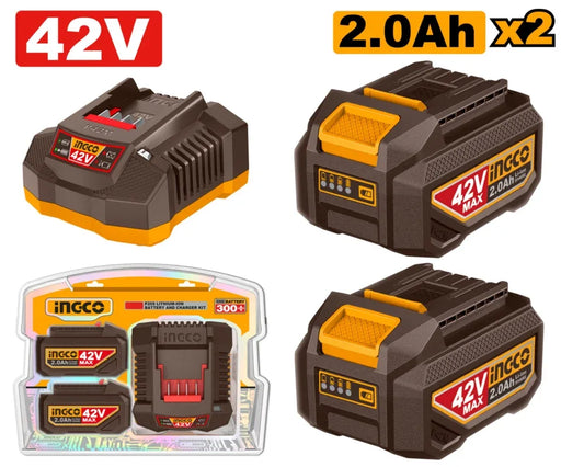FBCPM20221 - INGCO KIT DE 2 BATTERIES 42V 2,0AH LITHIUM-ION ET CHARGEUR AU MAROC [FBCPM20221] — batterie INGCO — Maroc —