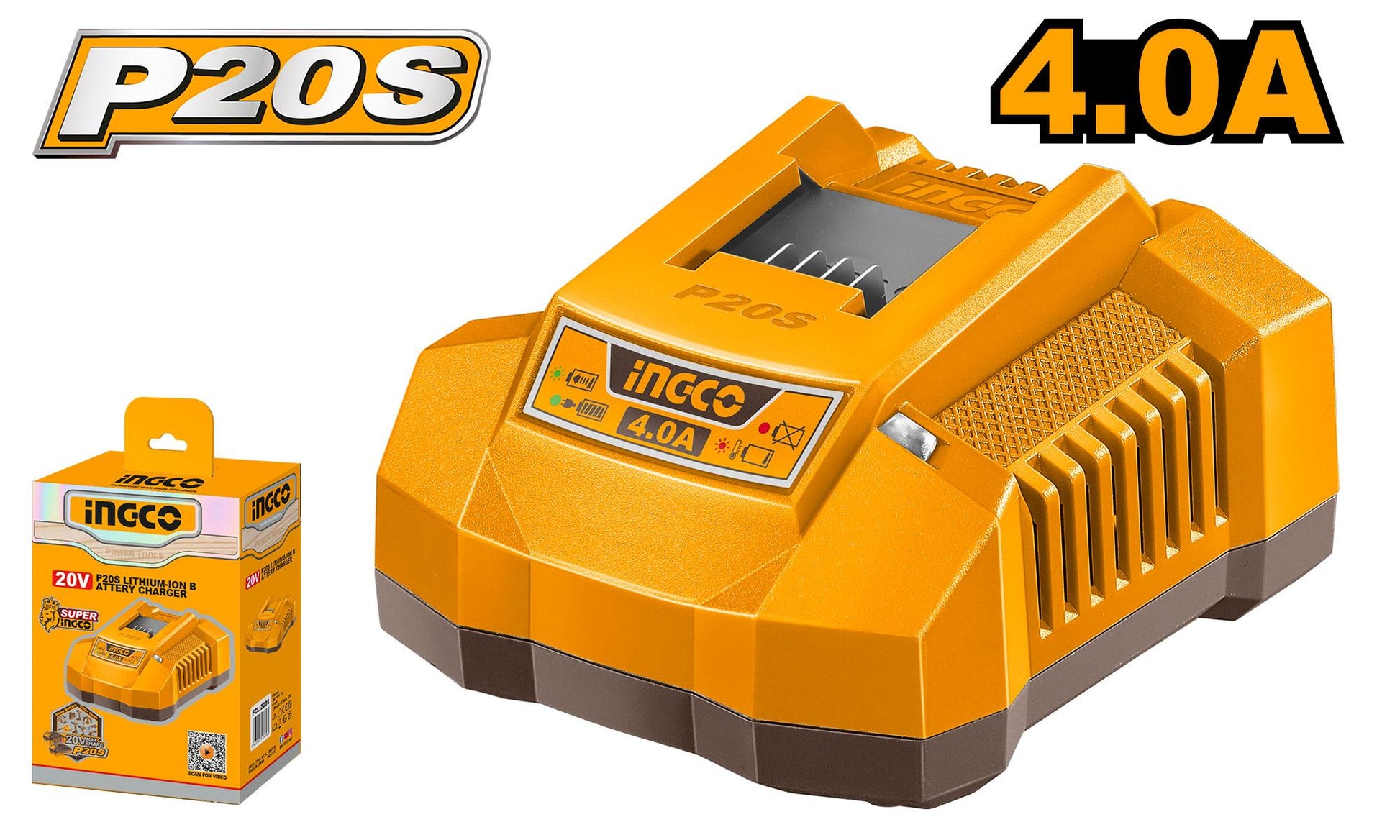 FCLI20411 - INGCO CHARGEUR A BATTERIE 20V 4,0A FAST NR AU MAROC [FCLI20411] — batterie INGCO — Maroc —