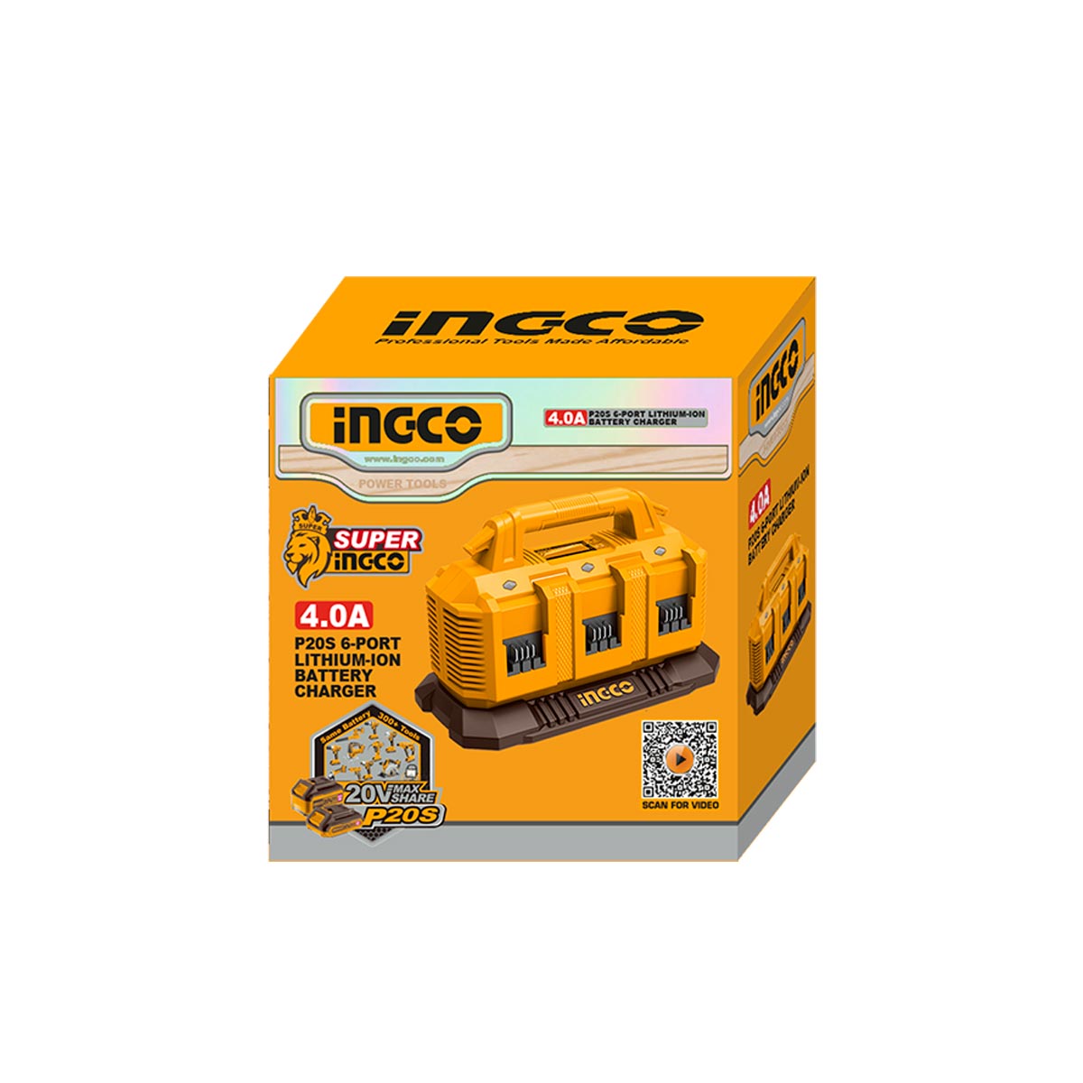 FCLI2064 - INGCO CHARGEUR A BATTERIES 20V 4AH 6PORTS AU MAROC [FCLI2064] — batterie INGCO — Maroc — — vue 2