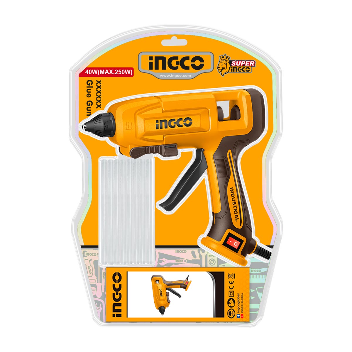 GG408 - INGCO PISTOLET A COLLE 250W + 8 BATONS COLLE AU MAROC [GG408] — outil INGCO — Maroc — — vue 2