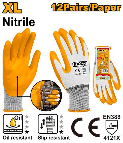 HGNG04 - INGCO GANTS EN NITRILE XL NR AU MAROC [HGNG04] — équipement de sécurité INGCO — Maroc —