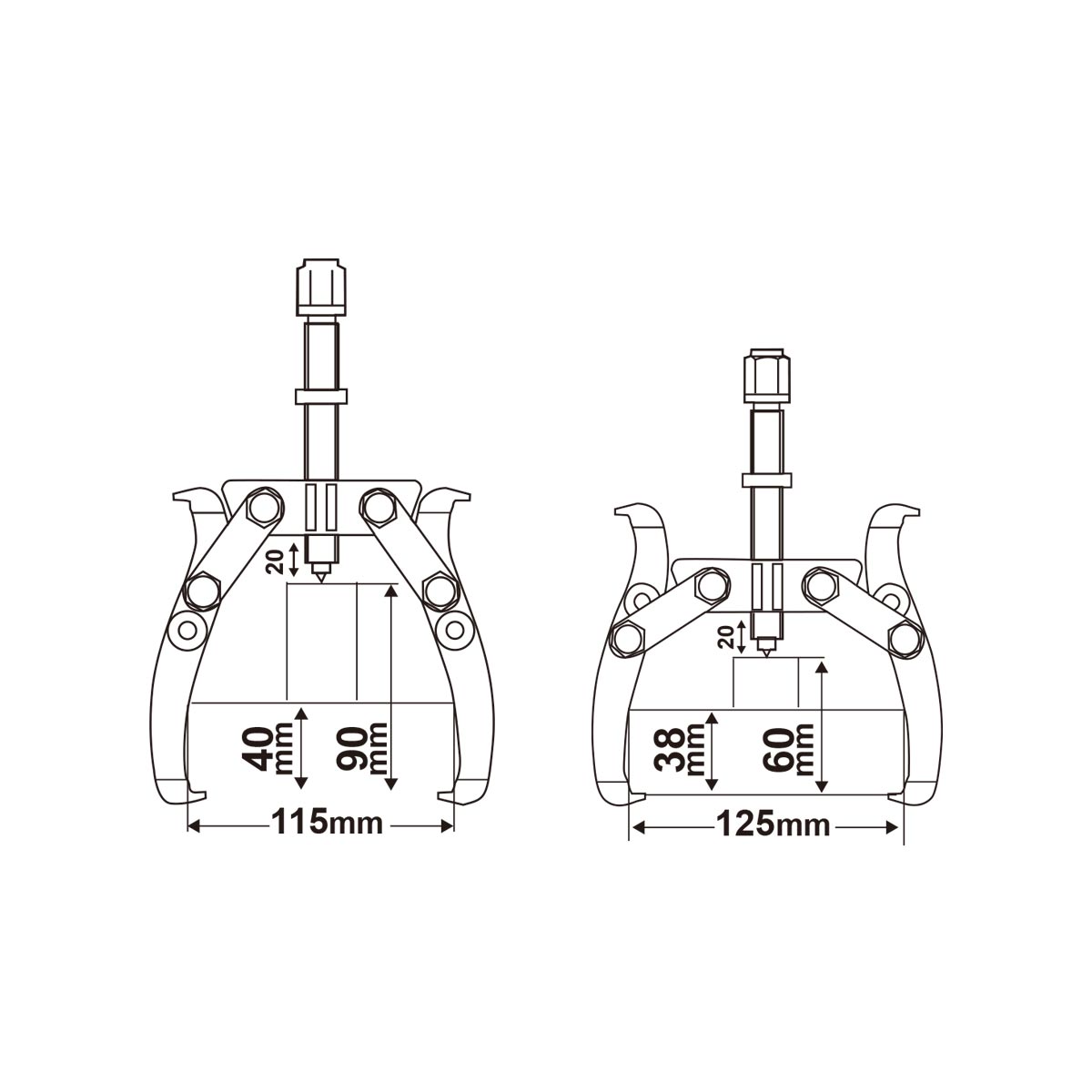 HGP08024 - INGCO EXTRACTEUR2GRIFFES FORCE:3000KG A=115MM,A1=125M AU MAROC [HGP08024] — outil INGCO — Maroc — — vue 2
