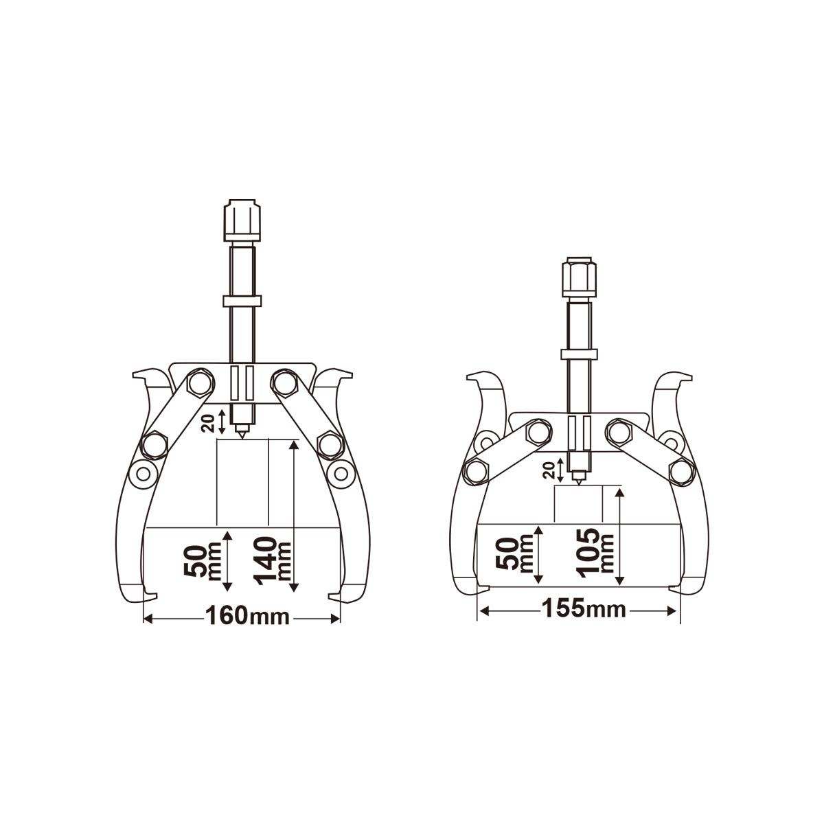 HGP08026 - INGCO EXTRACTEUR2GRIFFES FORCE:5000KG A=160MM,A1=155M AU MAROC [HGP08026] — outil INGCO — Maroc — — vue 2