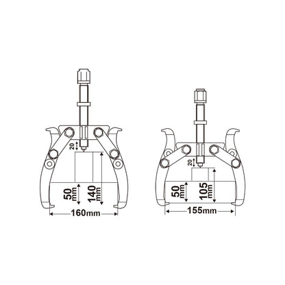 HGP08026 - INGCO EXTRACTEUR2GRIFFES FORCE:5000KG A=160MM,A1=155M AU MAROC [HGP08026] — outil INGCO — Maroc — — vue 2