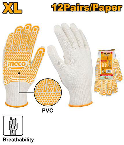 HGVK05 - INGCO GANTS TRICOTES AVEC POINTS EN PVC XL AU MAROC [HGVK05] — équipement de sécurité INGCO — Maroc —