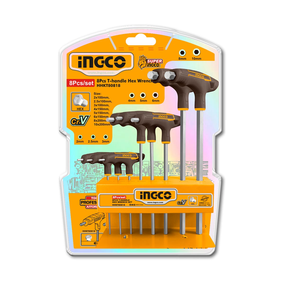 HHKT80818 - INGCO JEU DE 8 CLES HEXAGONALES A POIGNEE EN T NF AU MAROC [HHKT80818] — clé douille INGCO — Maroc — — vue 2