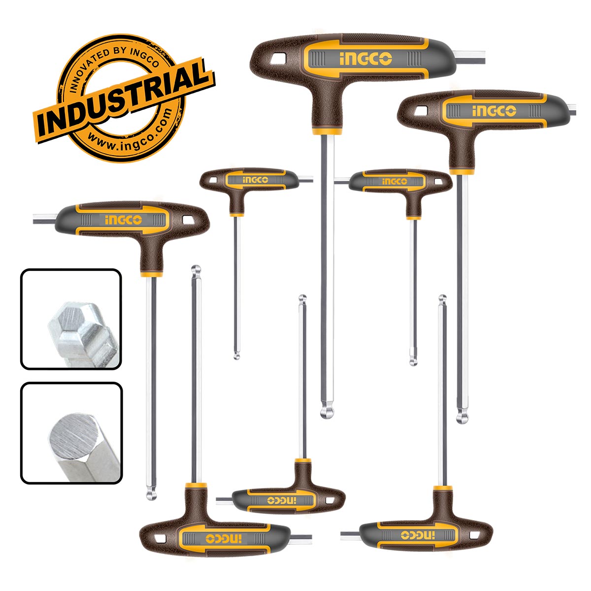 HHKT80828 - INGCO JEU DE 8 CLES HEXAGONALES A POINTE SPHERIQUE T ING AU MAROC [HHKT80828] — clé douille INGCO — Maroc — — vue principale