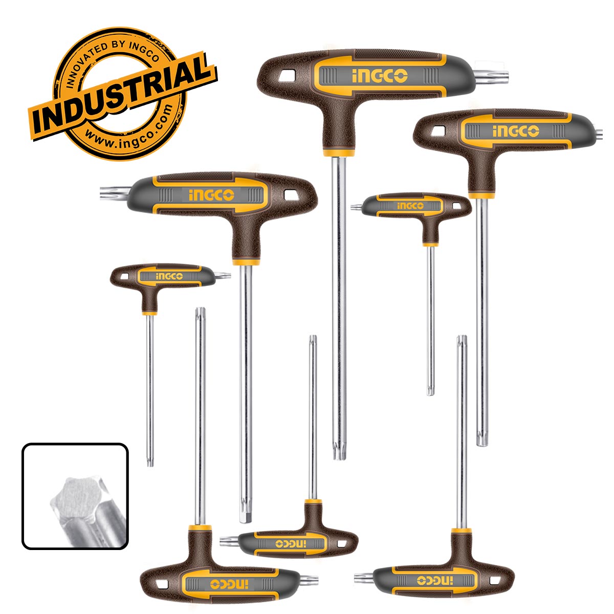 HHKT80838 - INGCO JEU 8 CLES TORX A POIGNEE EN T AU MAROC [HHKT80838] — clé douille INGCO — Maroc — — vue principale