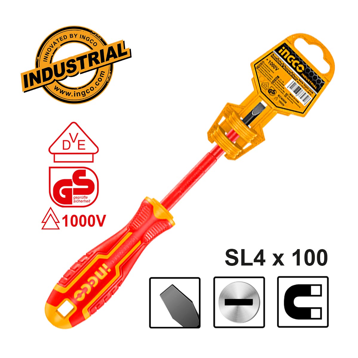 HISD814100 - INGCO TOURNEVIS ISOLE SL4.0×100 AU MAROC [HISD814100] — tournevis INGCO — Maroc — — vue 2