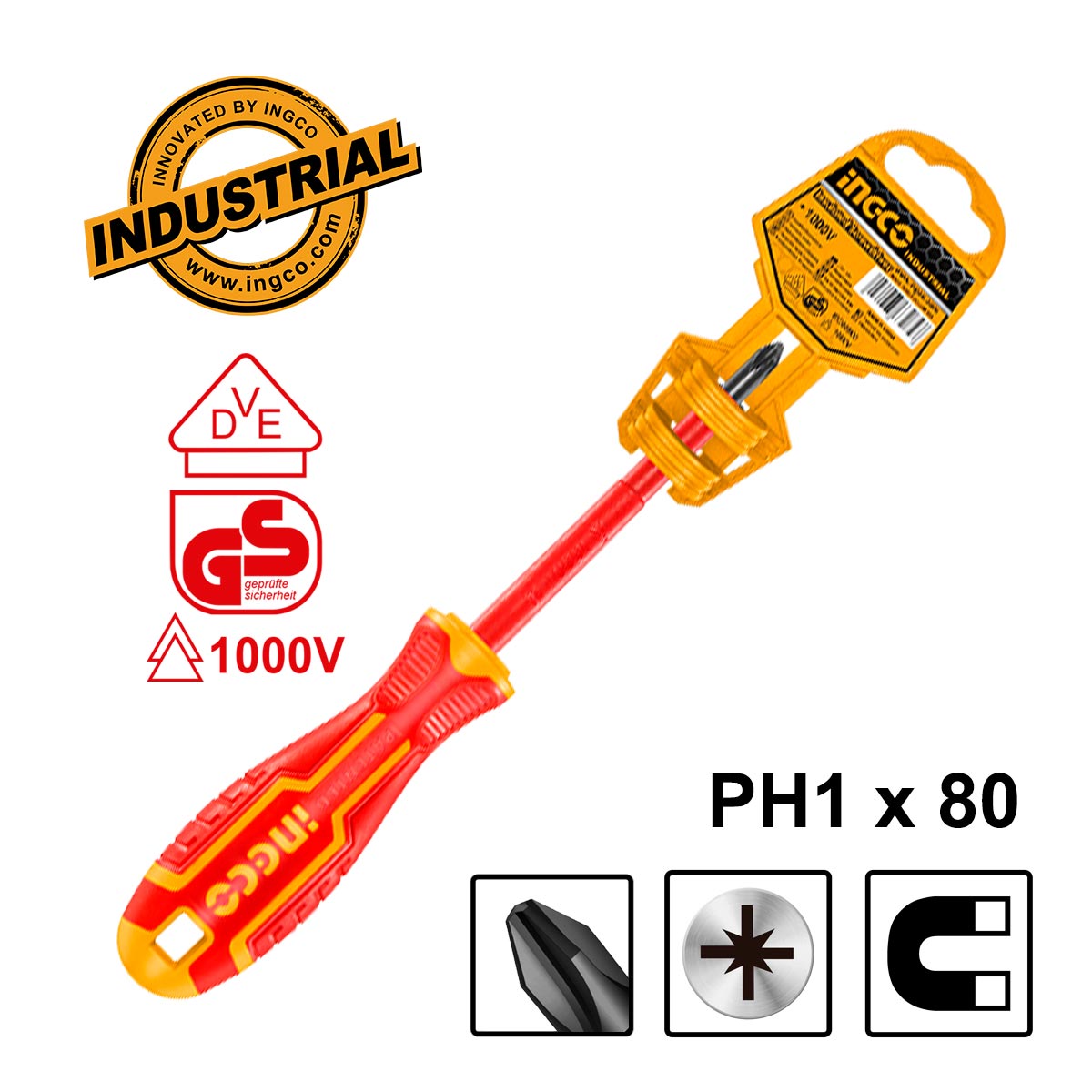 HISD81PH180 - INGCO TOURNEVIS ISOLE PH 1×80 AU MAROC [HISD81PH180] — tournevis INGCO — Maroc — — vue 2