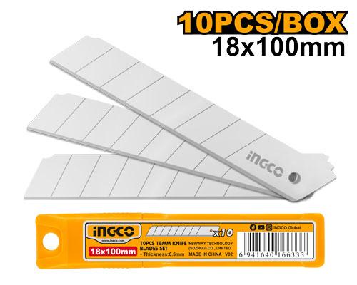 HKNSB112 - INGCO BOITE DE 10 LAMES DE CUTTER 18*100MM AU MAROC [HKNSB112] — lame accessoire INGCO — Maroc —