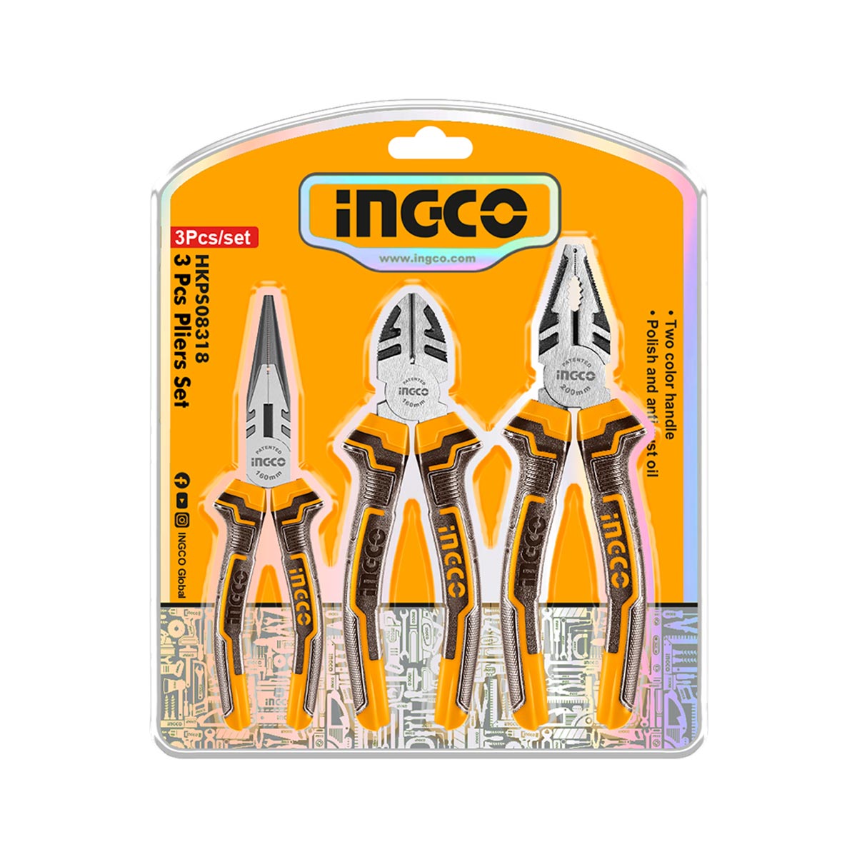 HKPS08318 - INGCO SET DE 3 PINCES SS AU MAROC [HKPS08318] — outil INGCO — Maroc — — vue 2