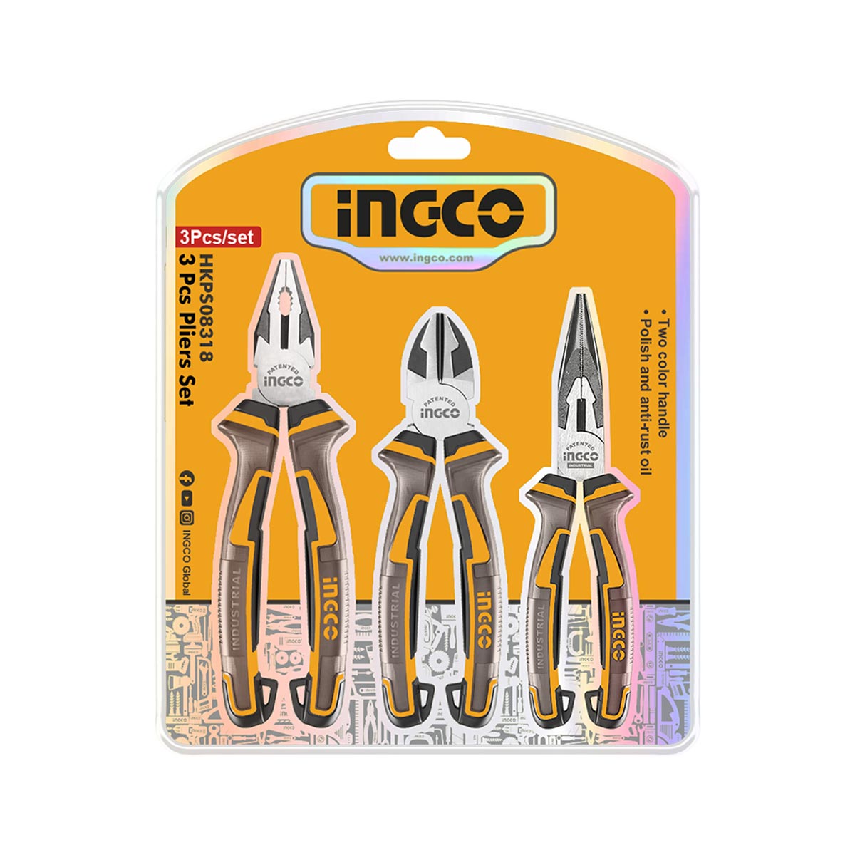 HKPS28318 - INGCO SET DE 3 PINCES PRO AU MAROC [HKPS28318] — outil INGCO — Maroc — — vue 2