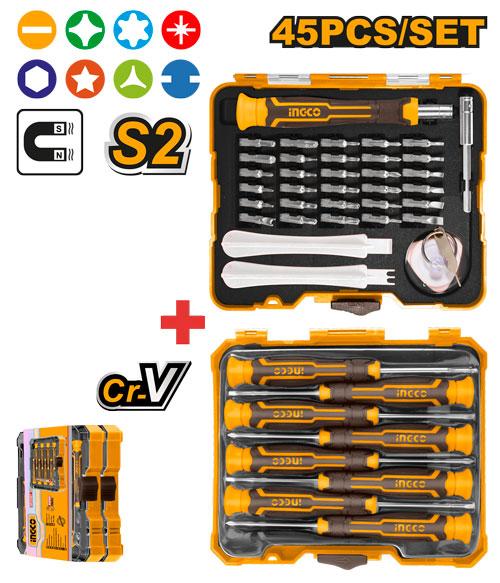 HKSDB0458 - INGCO SET TOURNEVIS DE PRECISION 45PCS INGCO AU MAROC [HKSDB0458] — tournevis INGCO — Maroc —