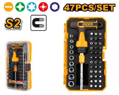 HKSDB0478 - INGCO SET DE 47 PIECES POUR TOURNEVIS AVEC MANCHE EN T AU MAROC [HKSDB0478] — tournevis INGCO — Maroc —