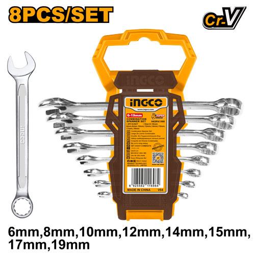 HKSPA1088 - INGCO JEU DE 8 CLES MIXTES 6MM A 19MM AU MAROC [HKSPA1088] — clé douille INGCO — Maroc —