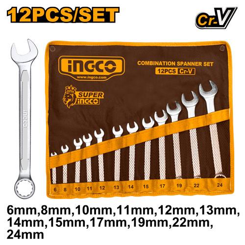 HKSPA1142 - INGCO JEU DE CLES MIXTES 12PCS 6MM - 24MM AU MAROC [HKSPA1142] — clé douille INGCO — Maroc —