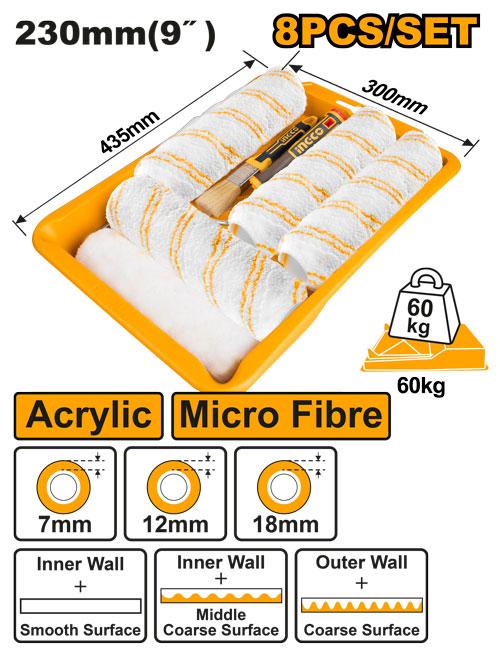HKTCB83230083 - INGCO SET DE 8 PIECES POUR ROULEAUX A PEINTURE AU MAROC [HKTCB83230083] — outil INGCO — Maroc —