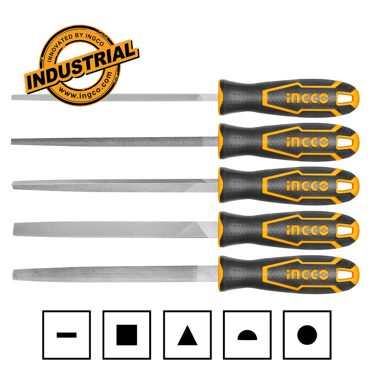 HKTFS0508 - INGCO SET DE 5 LIMES EN ACIER 200MM AU MAROC [HKTFS0508] — outil INGCO — Maroc — — vue principale