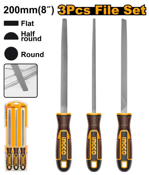 HKTFS1308 - INGCO SET DE 3 LIMES EN ACIER 200MM AU MAROC [HKTFS1308] — outil INGCO — Maroc —