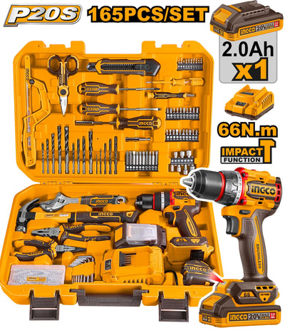 INGCO COFFRET PERCEUSE 20V+165 PIECES AU MAROC [HKTHP11651]