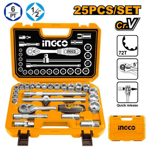 HKTS12251 - INGCO SET DE DOUILLES 1/2 25PIECES AU MAROC [HKTS12251] — clé douille INGCO — Maroc —