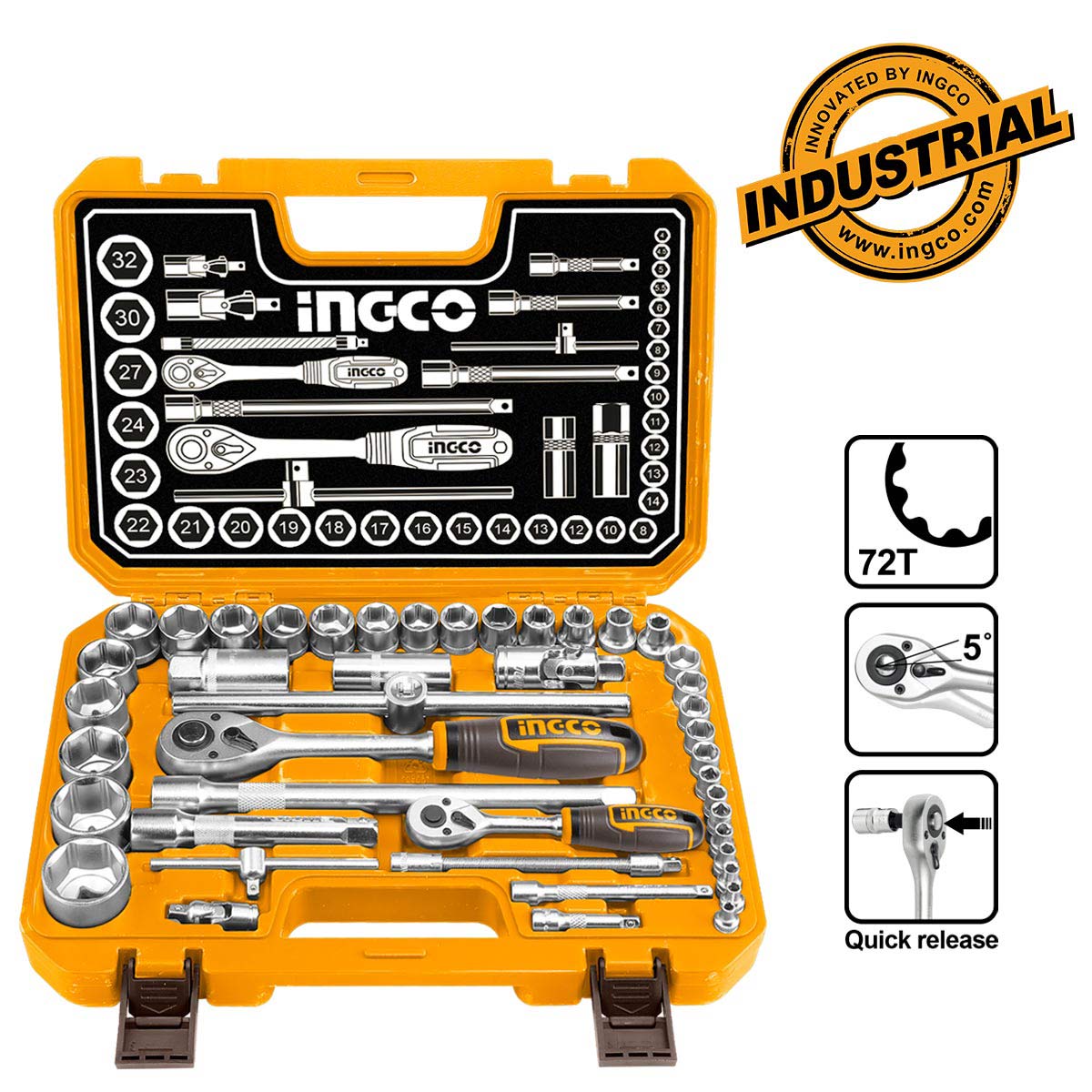 HKTS42441 - INGCO SET DE DOUILLES 1/4 ET 1/2 44PIECES AU MAROC [HKTS42441] — clé douille INGCO — Maroc — — vue principale