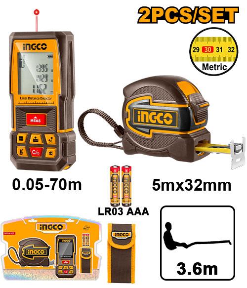 HLDD241201M - INGCO PACK TELEMETRELESER + METRE RUBAN AU MAROC [HLDD241201M] — outil de mesure INGCO — Maroc —